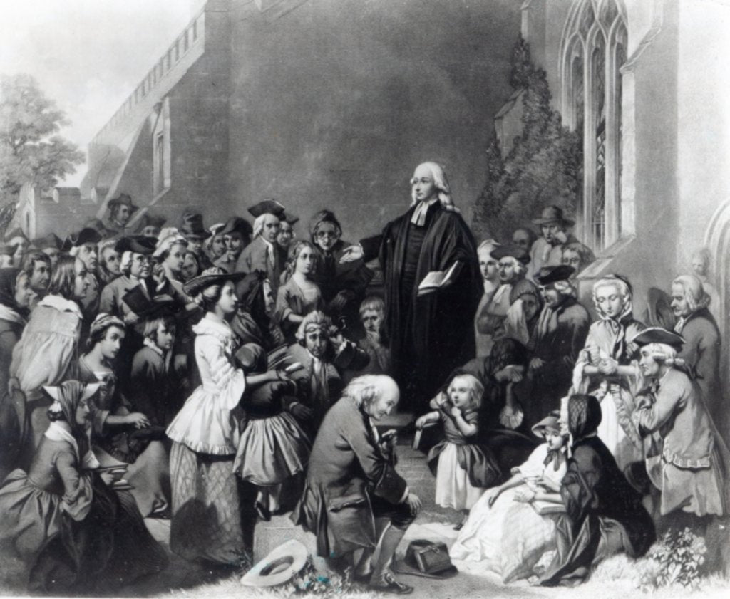 Detail of John Wesley preaching by English School