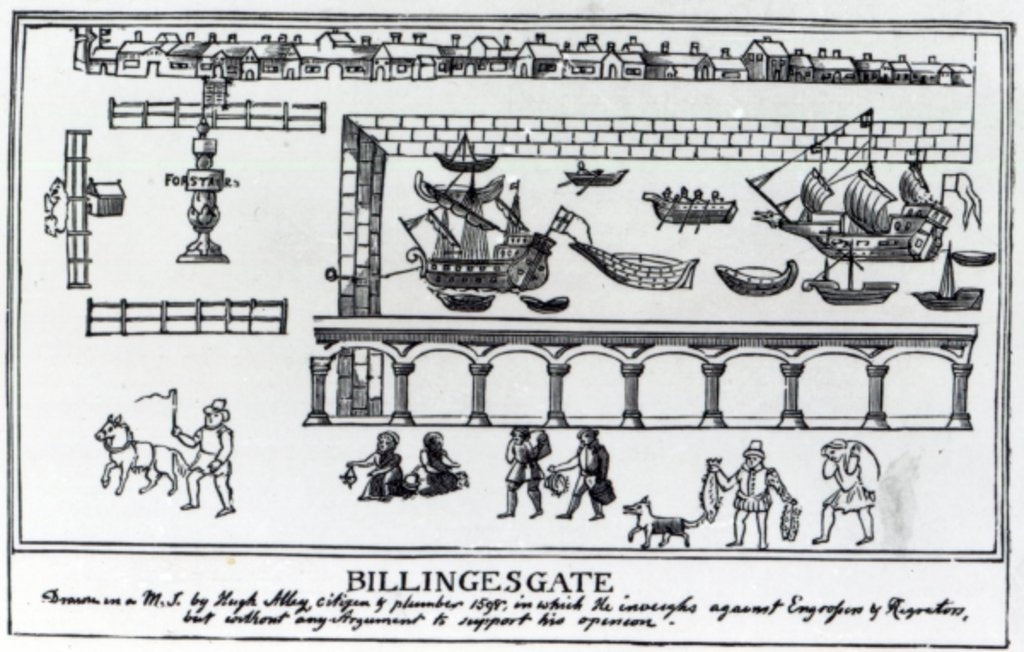 Detail of Billingsgate Market, London, after an original drawing from c.1598 by English School