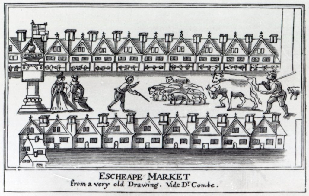 Detail of Escheape Market, after an original drawing from c.1598 by English School