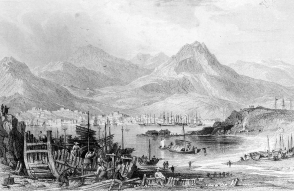 Detail of Hong-Kong from Kow-loon by Thomas Allom