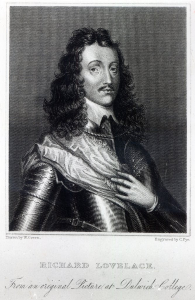 Detail of Richard Lovelace, drawn by W. Green and engraved by Charles Pye by William (after) Dobson