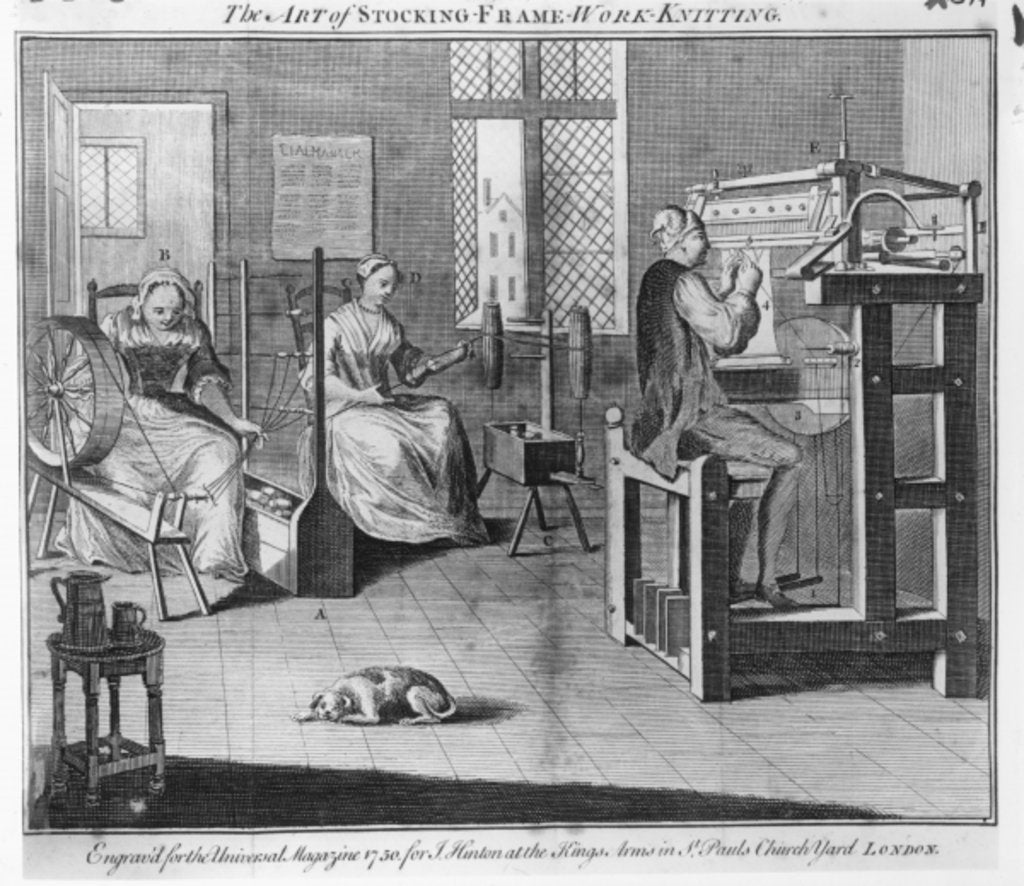 Detail of The Art of Stocking-Frame-Work-Knitting, engraved for the 'Universal Magazine' 1750 by English School