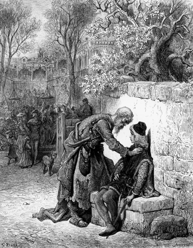 Detail of The Wedding Guest being prevented by the Ancient Mariner from attending the wedding by Gustave Dore