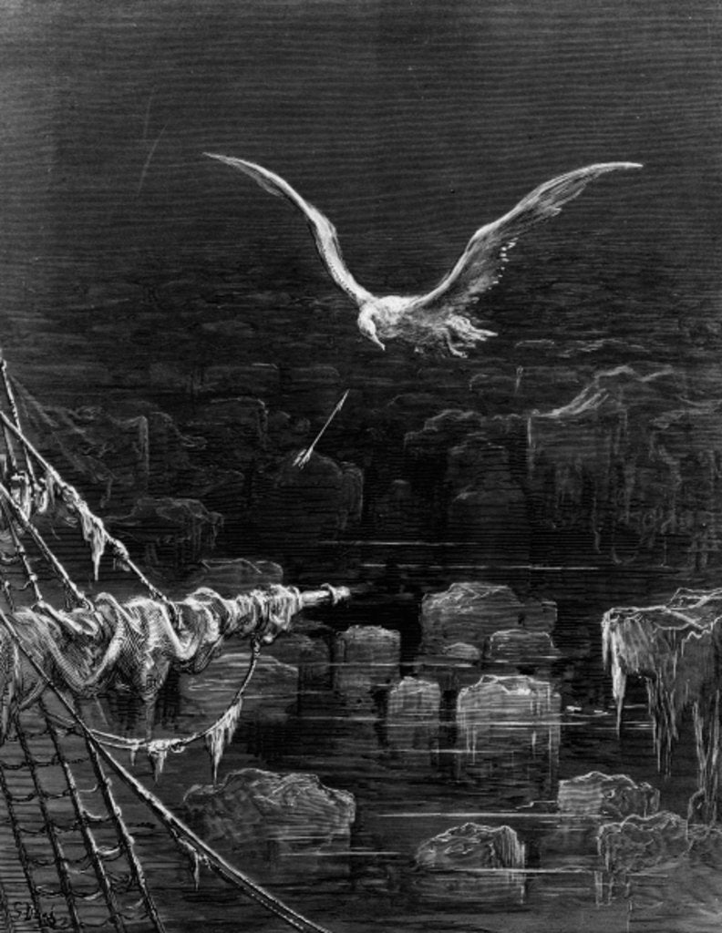 Detail of The albatross is shot by the Mariner by Gustave Dore