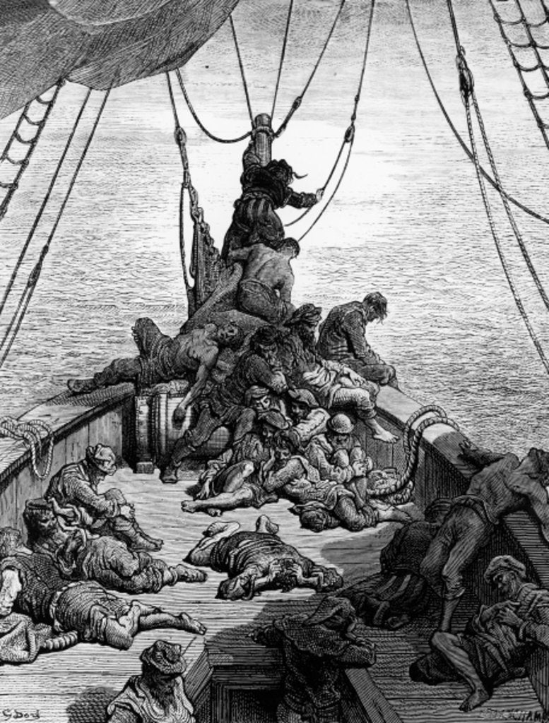 Detail of The sailors becalmed and tormented by thirst by Gustave Dore