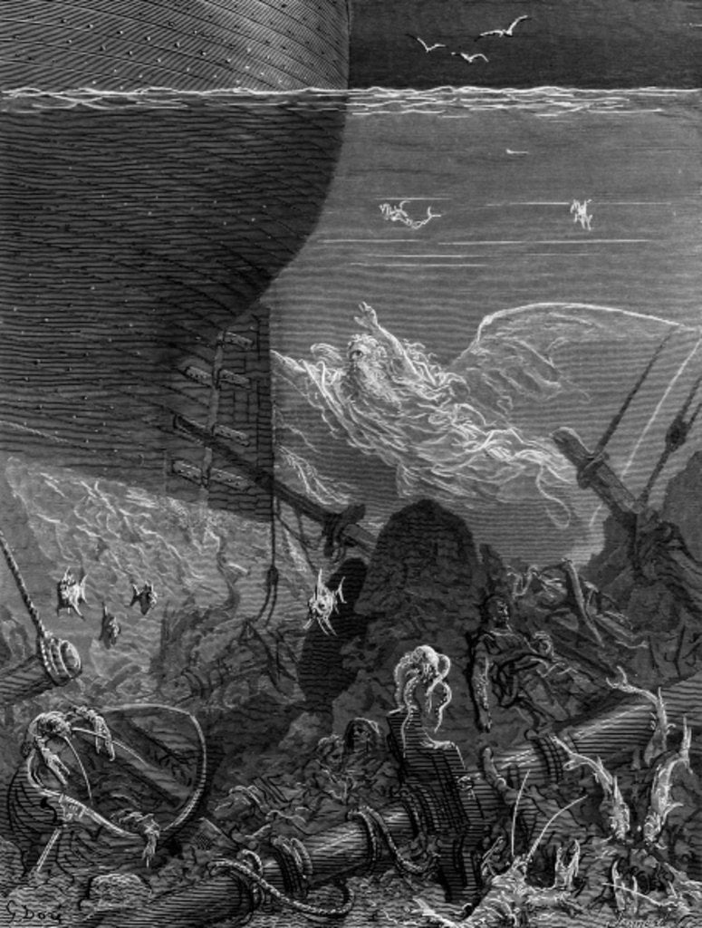Detail of The Spirit that had followed the ship from the Antartic by Gustave Dore