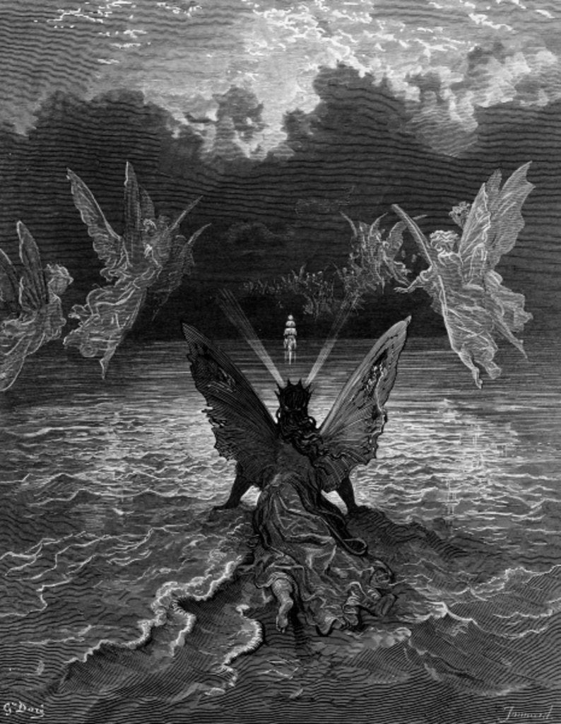 Detail of The ship continues to sail miraculously, moved by a troupe of angelic spirits by Gustave Dore