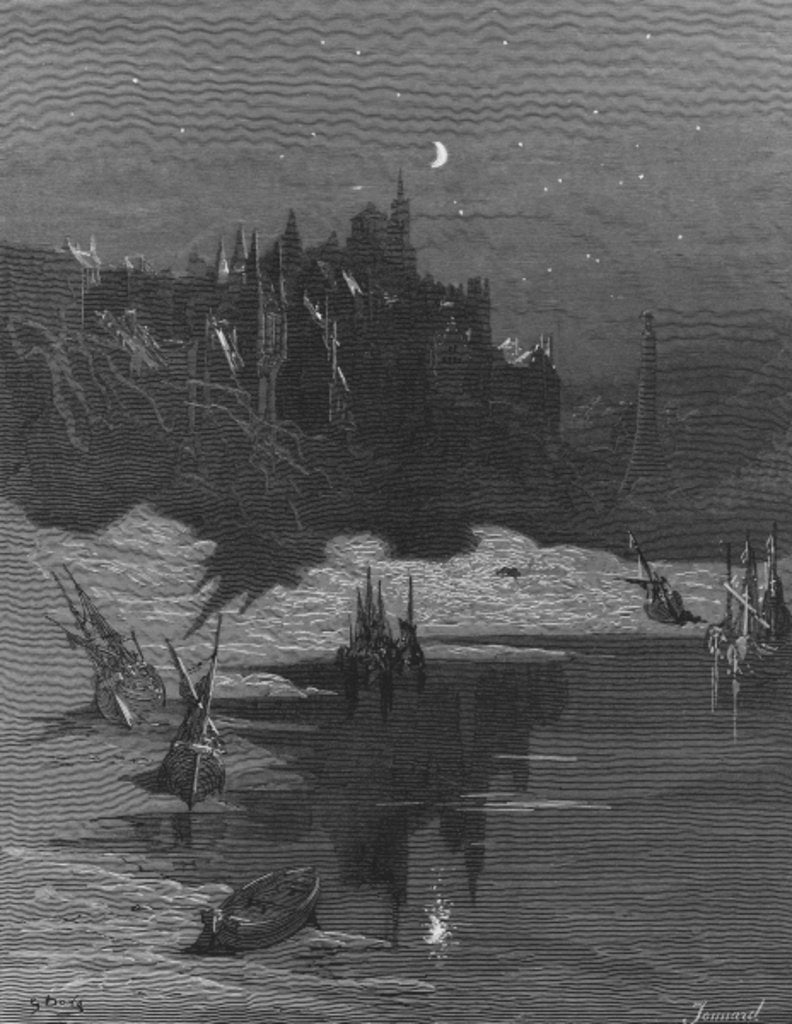 Detail of The first vision of his native country by the Mariner, freed from his trance and woken from sleep by Gustave Dore