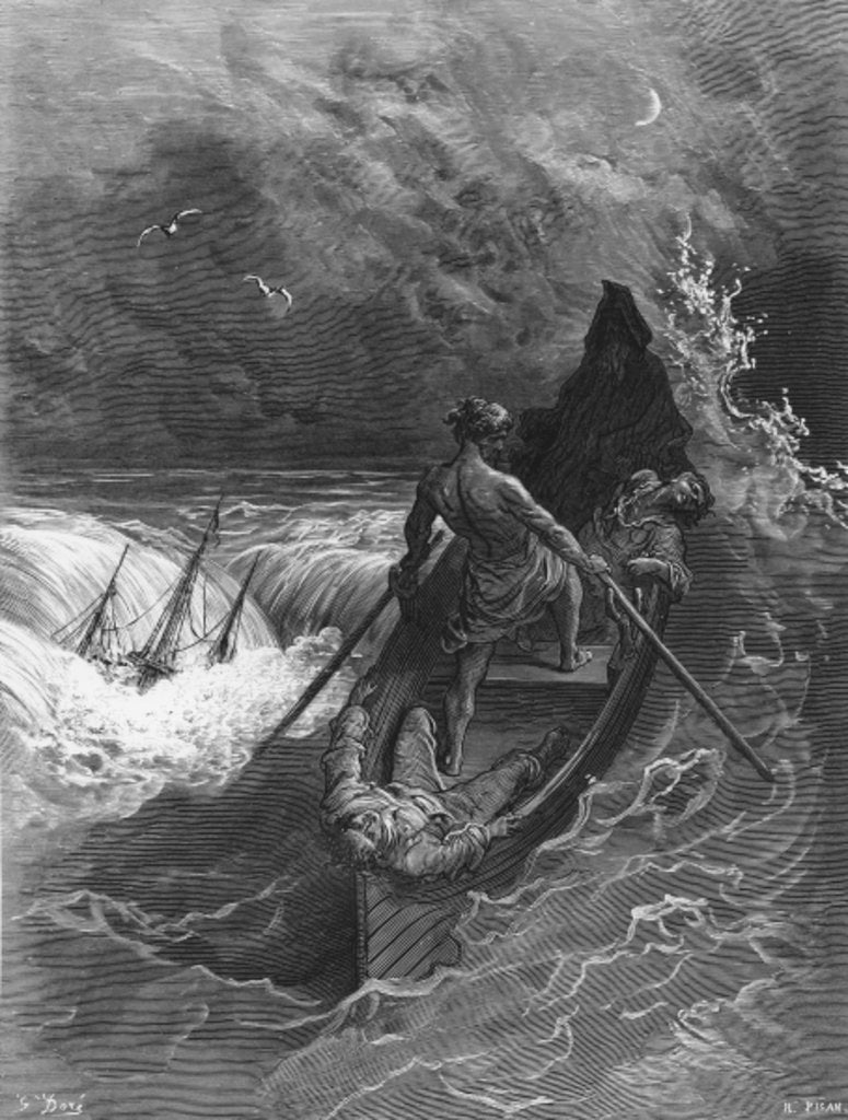 Detail of The Pilot faints by Gustave Dore