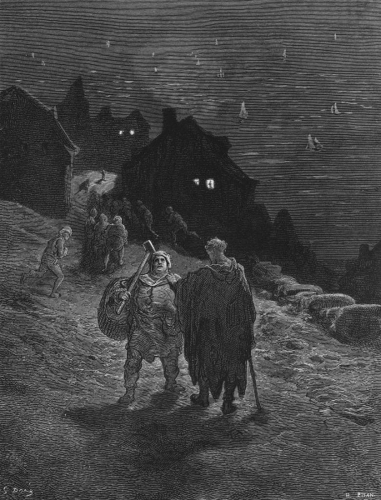 Detail of The Mariner, condemned to travel unceasingly from country to country, is also condemned to relate his story to people he meets by Gustave Dore