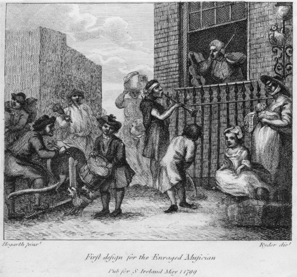 Detail of First Design for The Enraged Musician, 1799 by William Hogarth
