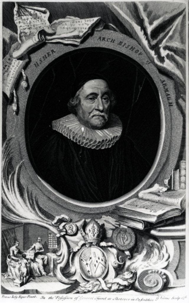 Detail of James Ussher, engraved by George Vertue, 1738 by Peter (after) Lely