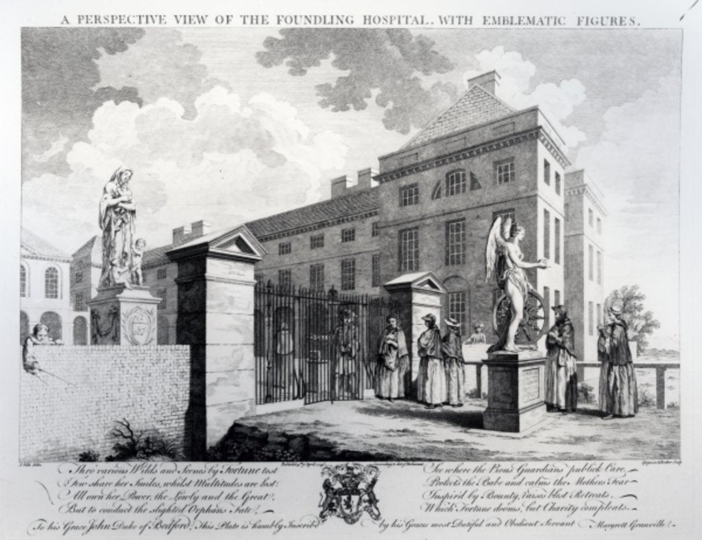 Detail of A perspective view of the Foundling Hospital, engraved by Edward Rooker, 1749 by Samuel (after) Wale