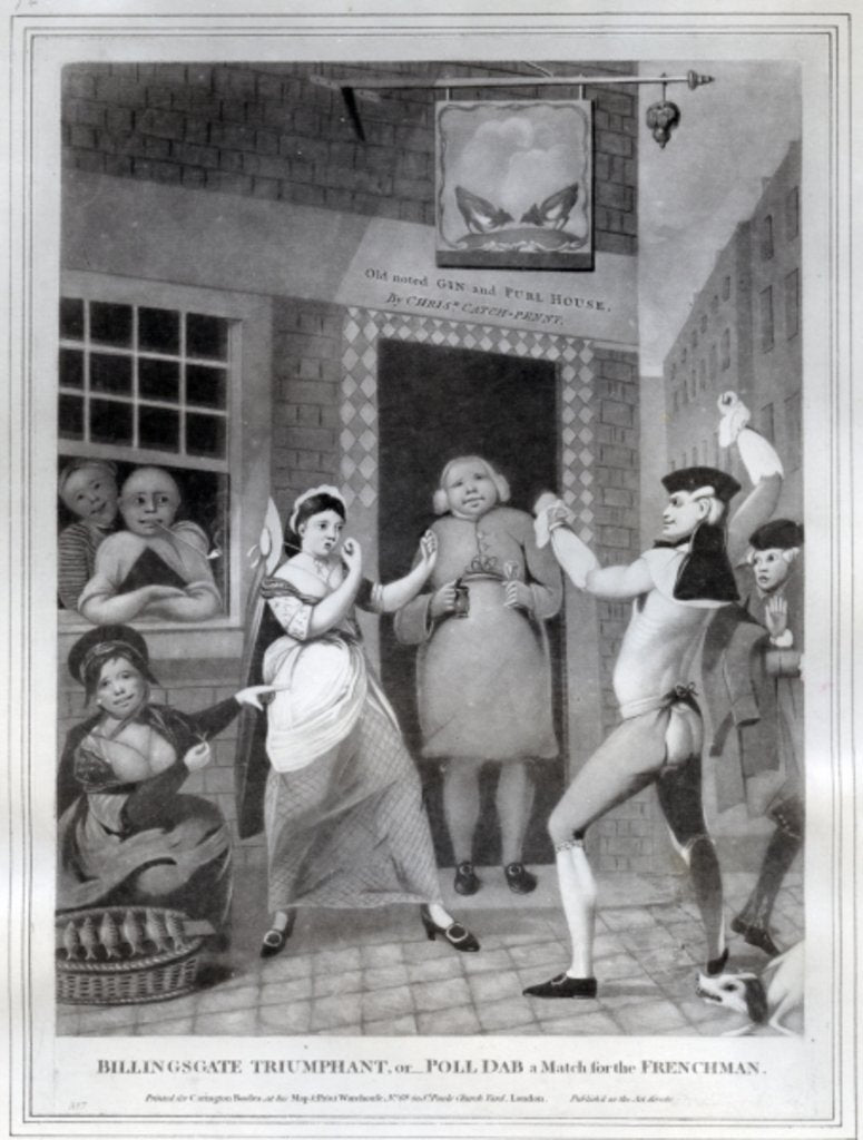 Detail of Billingsgate Triumphant, or- Poll Dab a Match for the Frenchman, 1775 by English School