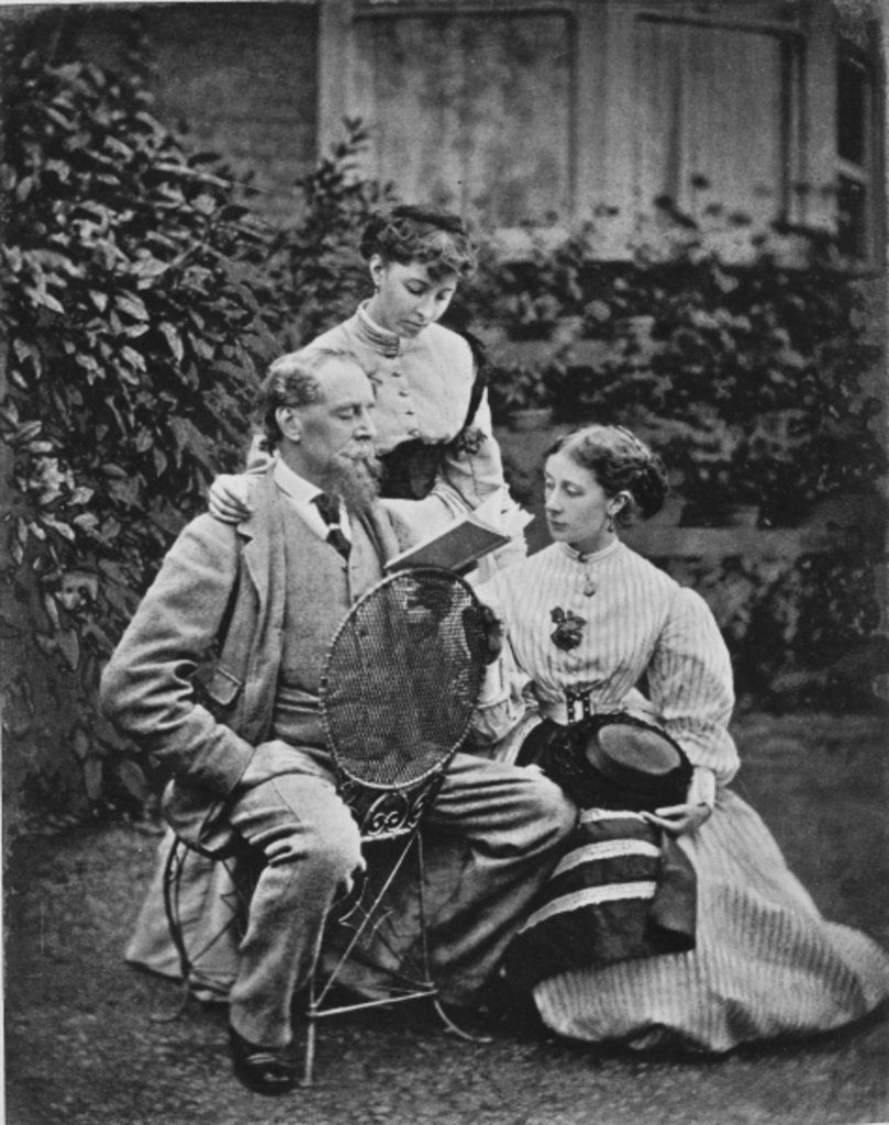 Detail of Charles Dickens with two of his daughters, c.1865 by English Photographer