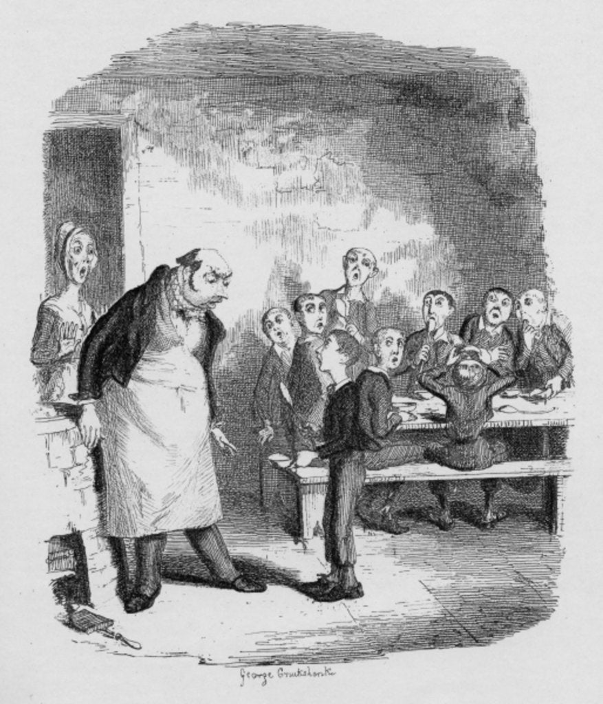 Detail of Oliver asking for more by George Cruikshank