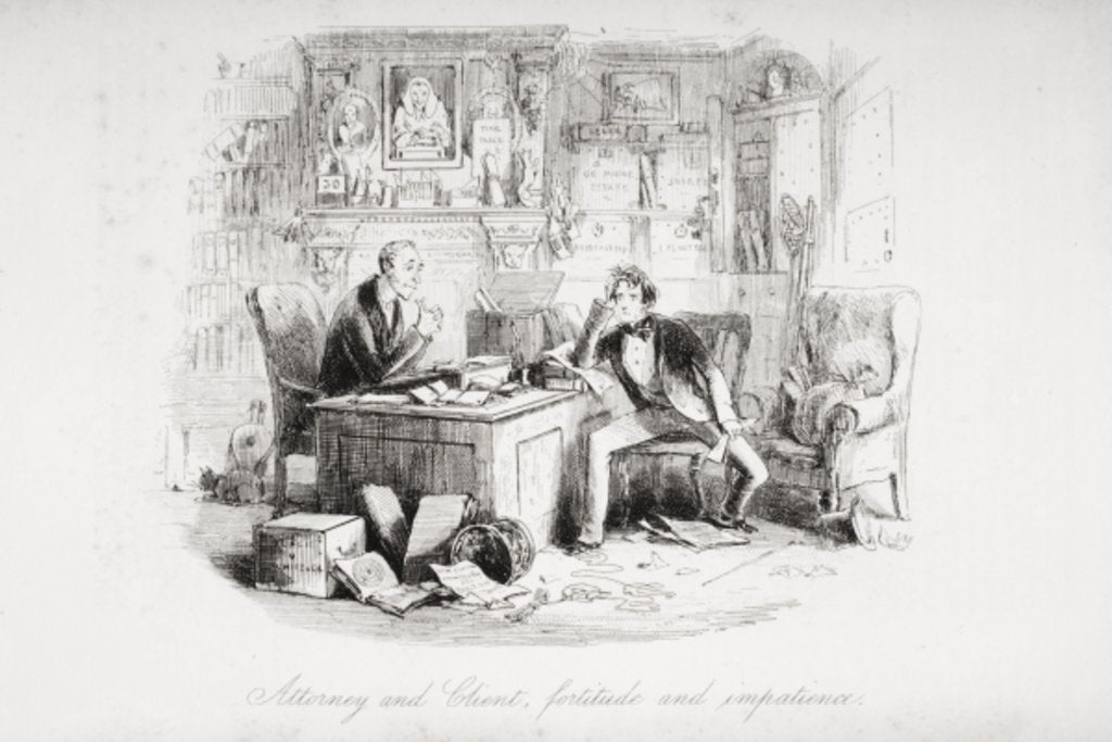Detail of Attorney and Client, fortitude and impatience by Hablot Knight (1815-92) Browne