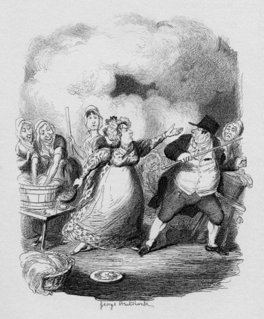 Detail of Mr Bumble degraded in the eyes of the paupers by George Cruikshank