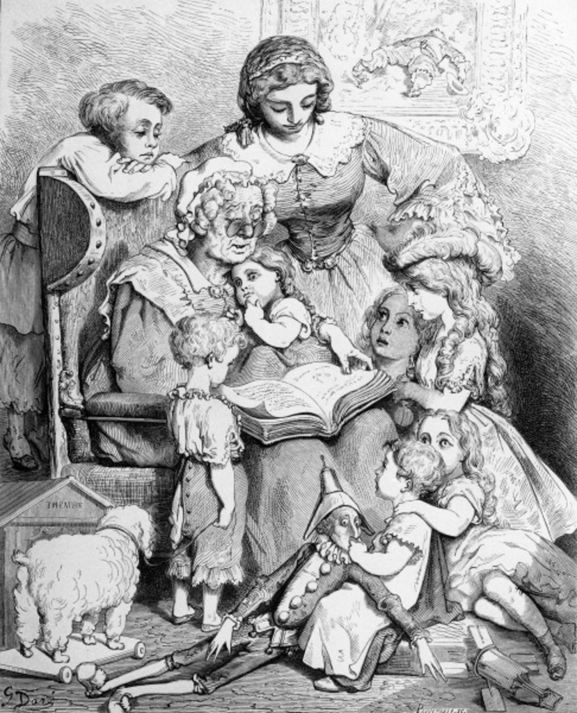 Detail of Grandmother telling a story to her grandchildren by Gustave (after) Dore