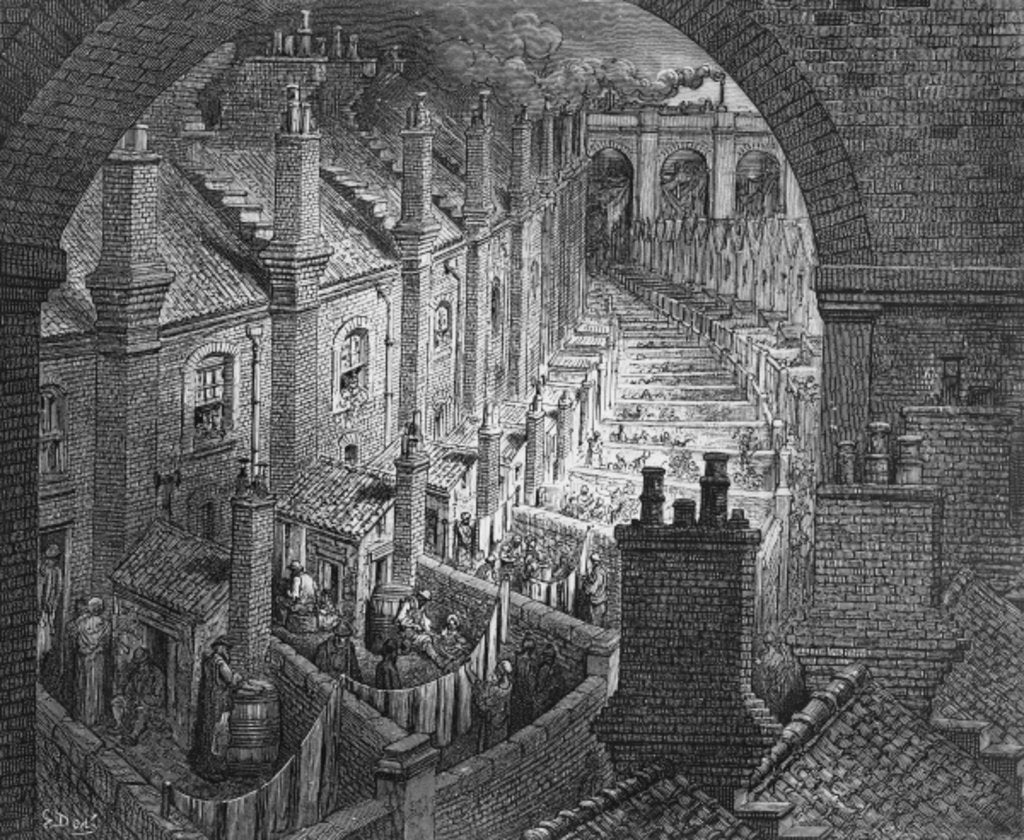 Detail of Over London - By Rail by Gustave (after) Dore