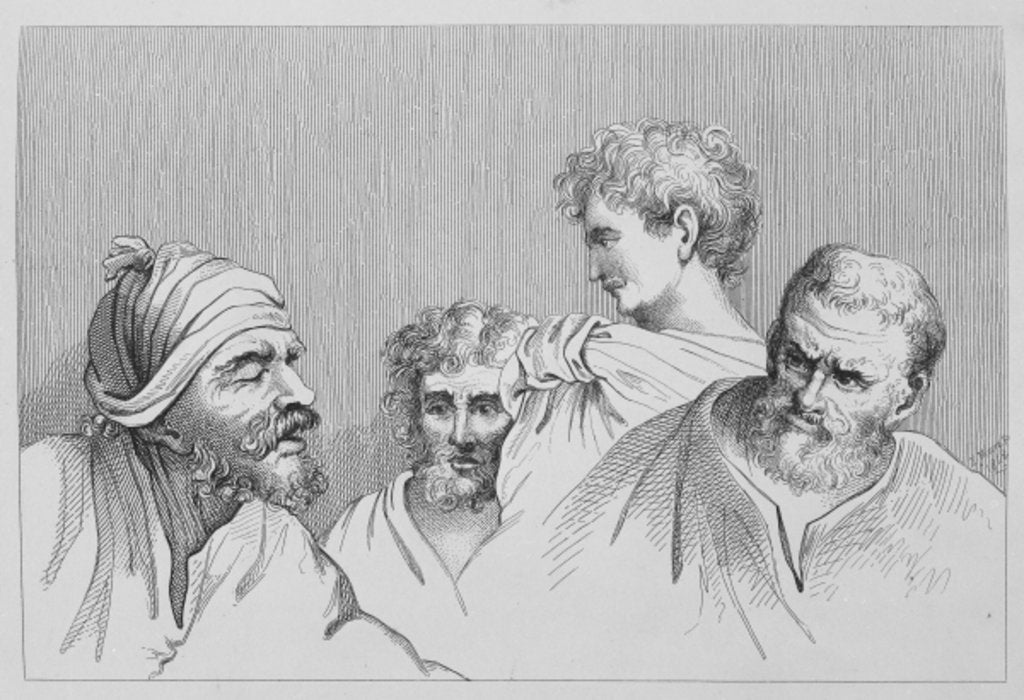 Detail of Head studies from cartoons at Hampton Court by William Hogarth