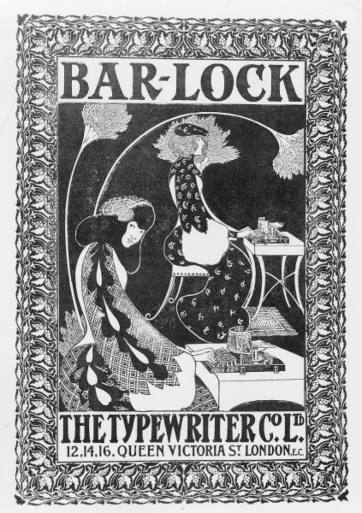 Detail of Advertisement for Bar-Lock Typewriters, c.1895 by English School