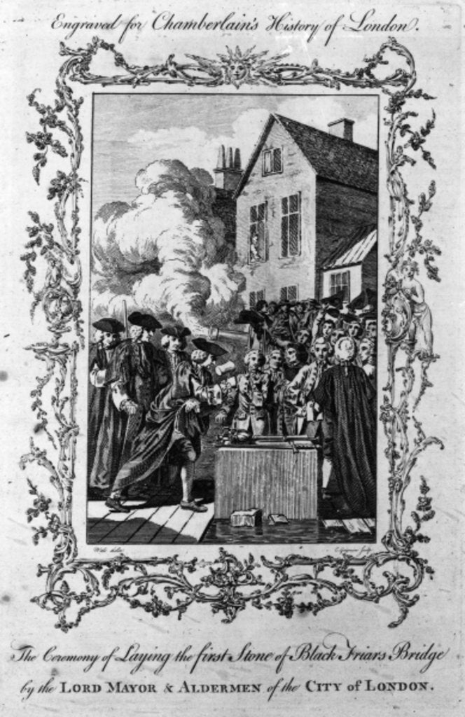 Detail of The Ceremony of Laying the First Stone of Blackfriars Bridge by the Lord Mayor and Aldermen of the City of London by Samuel (after) Wale