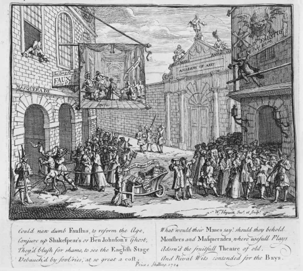 Detail of Masquerades and Operas, Burlington Gate, 1724 by William Hogarth