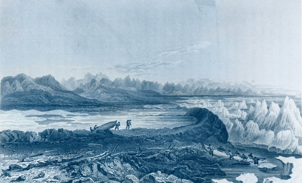 Detail of Launching Boats across a Reef opposite to Mount Conybeare by George (after) Back