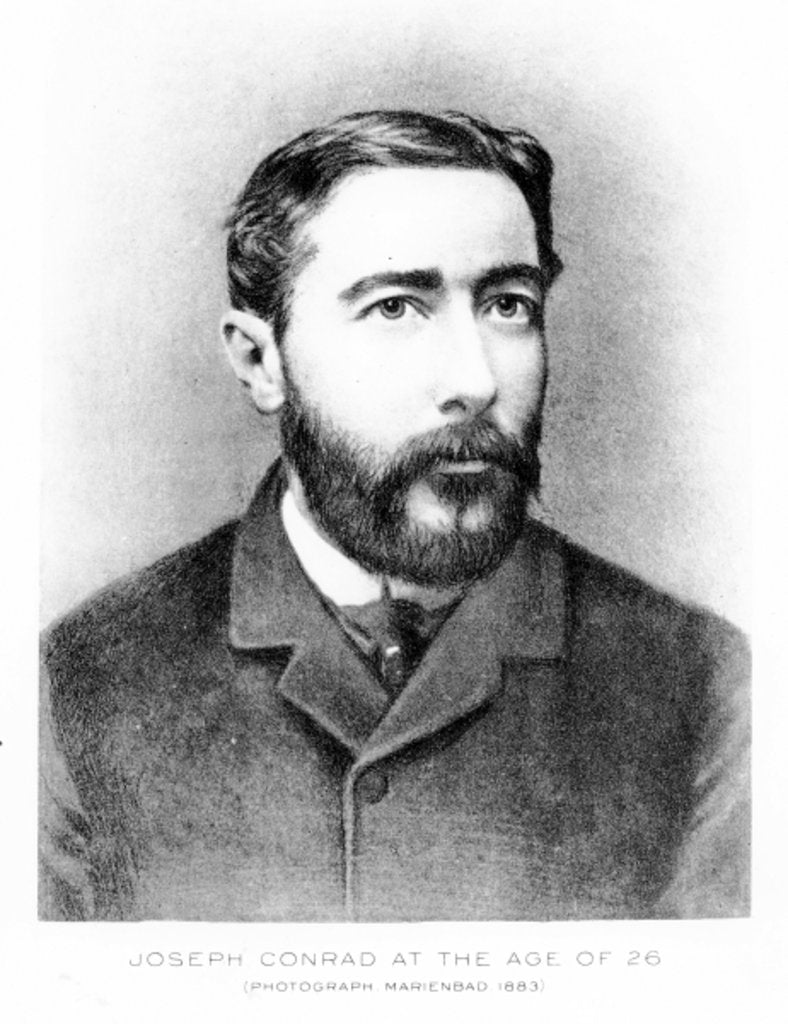 Detail of Joseph Conrad at the age of 26, engraved after a photograph from 1883 by German photographer