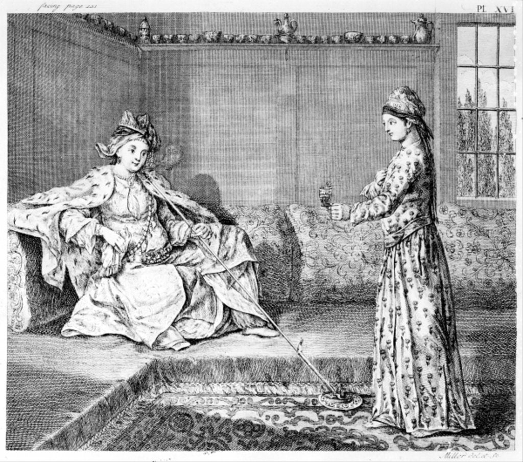 Detail of A Lady of Aleppo with a Pipe by English School