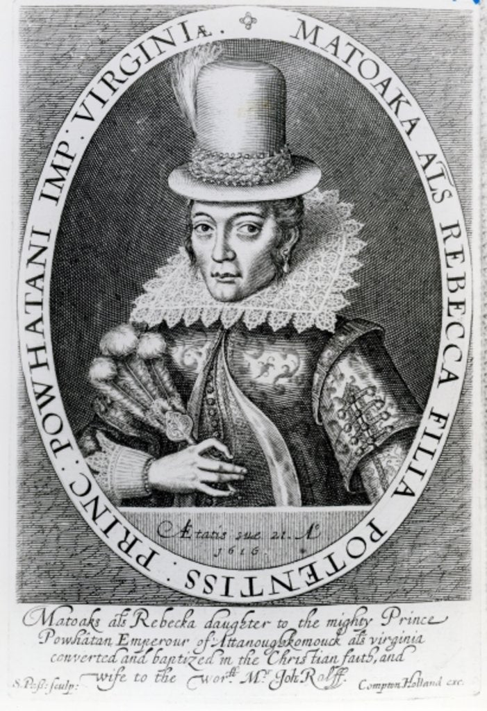 Detail of Pocahontas, 1616 by Simon de Passe