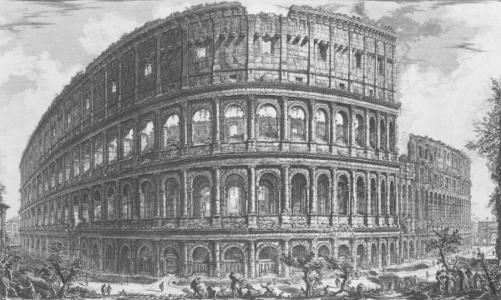 Detail of View of the Flavian Amphitheatre, known as the Colosseum from 'Vedute', first published in 1756, pub. by E & F.N. Spon Ltd., 1900 by Giovanni Battista Piranesi