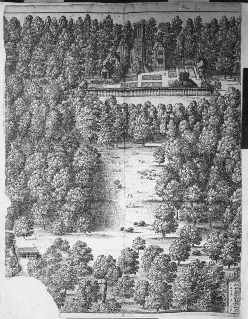 Detail of Boscobel House and Park, 1651 by Wenceslaus Hollar