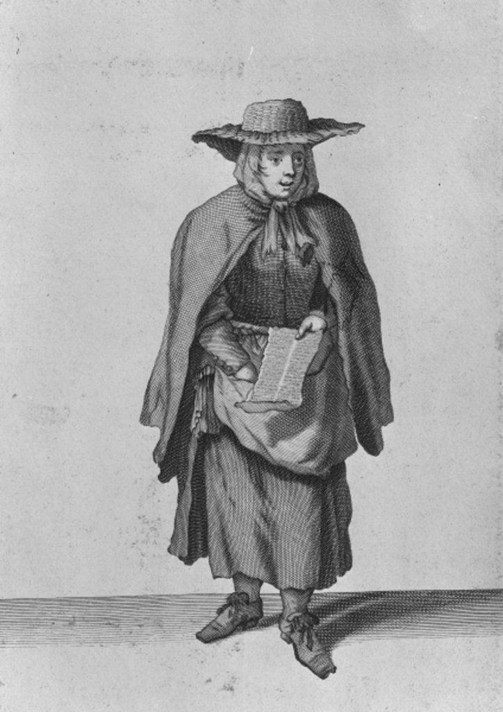 Detail of Londons Gazette here from 'The Cryes of the City of London' by Marcellus the Elder Laroon