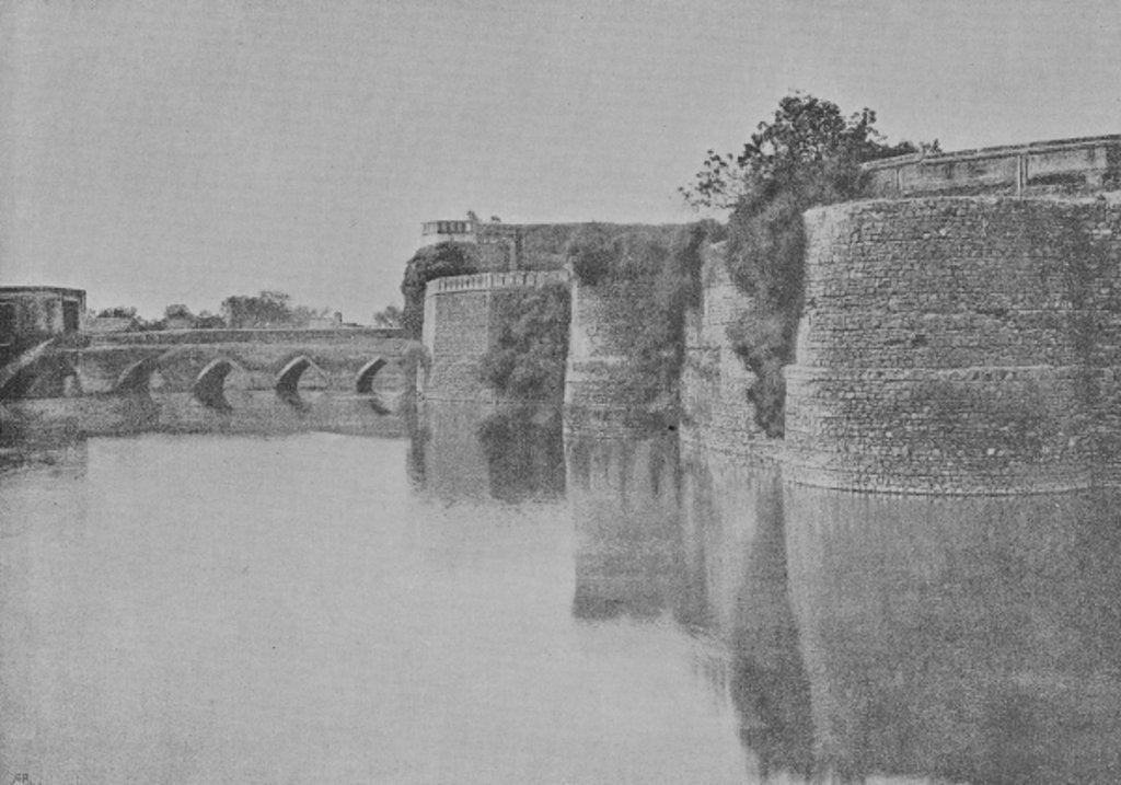 Detail of The fort surrounded by canal, Bharatpur by Raja Deen Dayal (after)