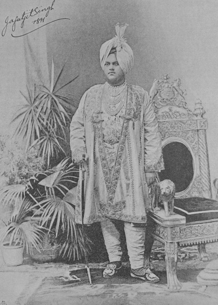 Detail of Jagatjit Singh of Kapurthala, 1891 by English photographer