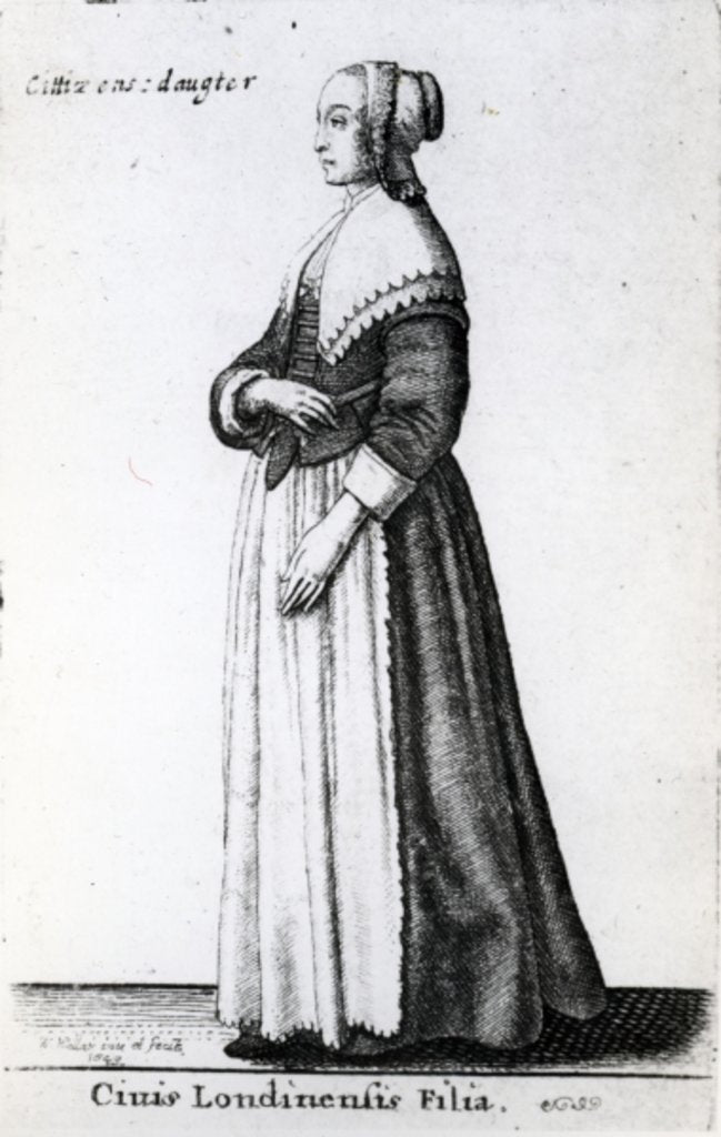 Detail of London Citizen's Daughter, 1643 by Wenceslaus Hollar