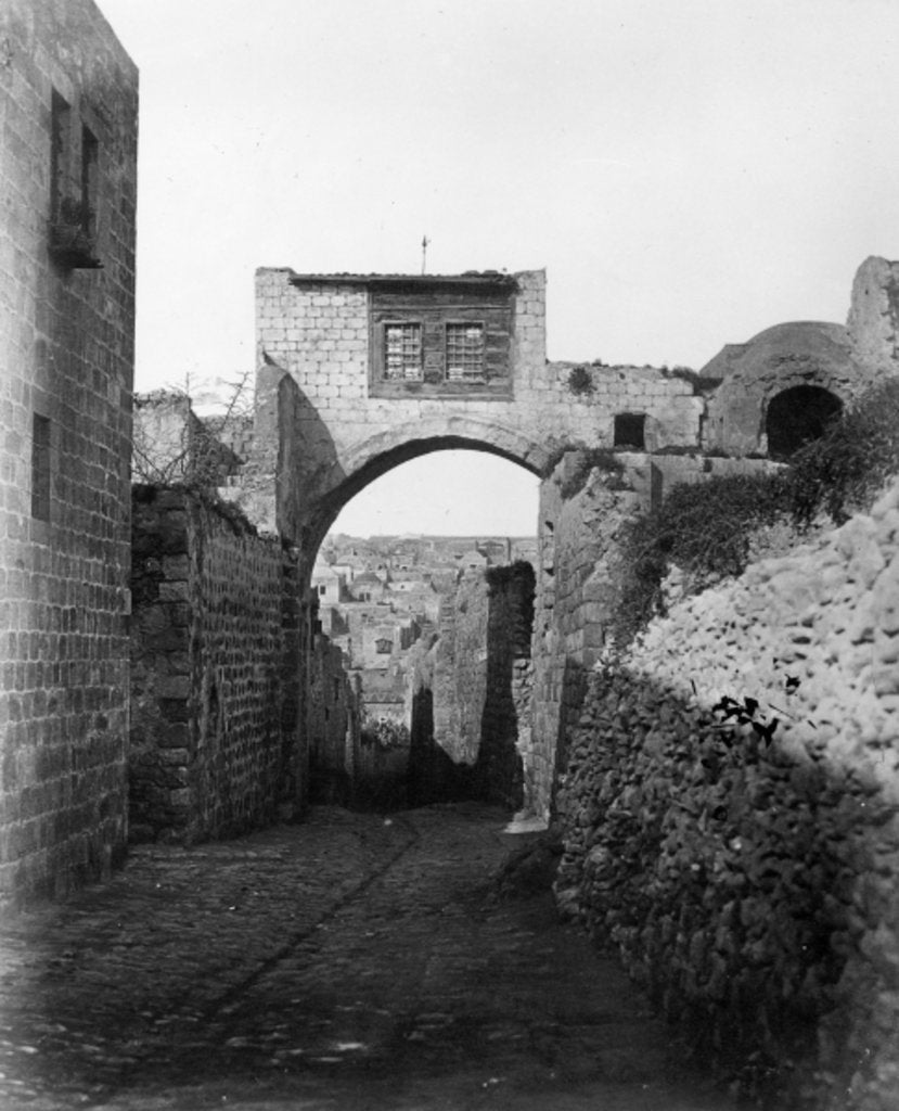 Detail of The Ecce Homo Arch across the Via Dolorosa in Jerusalem, 1857 by James & Beato Felice Robertson