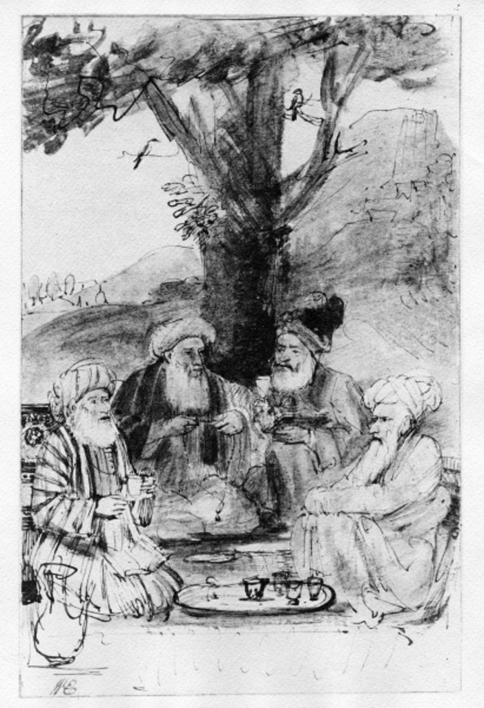 Detail of Four orientals seated under a tree, c.1659 by Rembrandt Harmensz. van Rijn