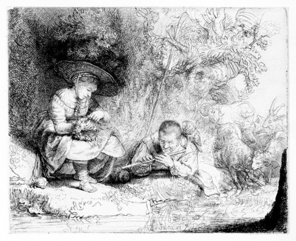 Detail of The Flute Player, 1642 by Rembrandt Harmensz. van Rijn