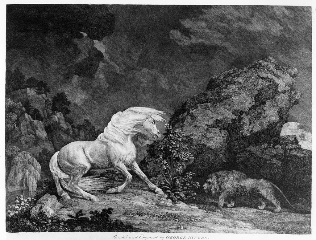 Detail of A Horse Affrighted by a Lion by George Stubbs