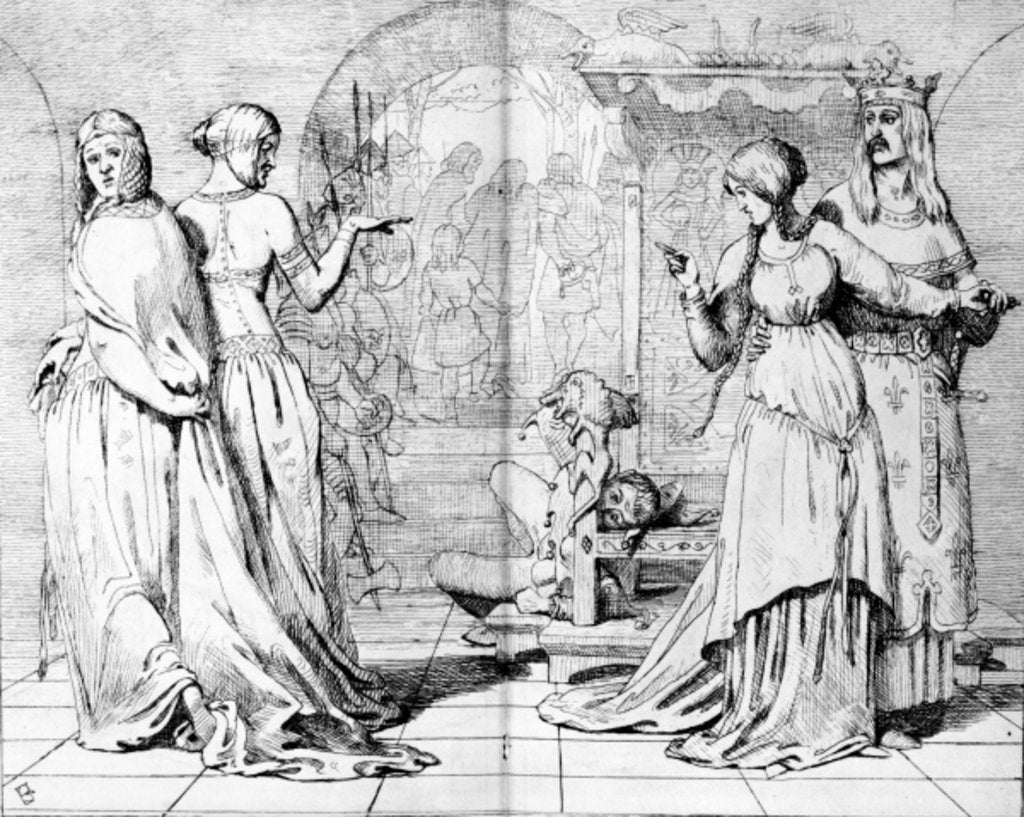 Detail of Cordelia led away from Goneril and Regan by Ford Madox Brown