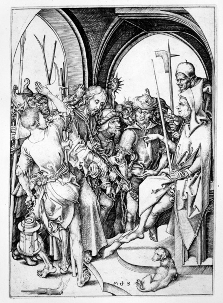 Detail of Christ before Annas by Martin Schongauer