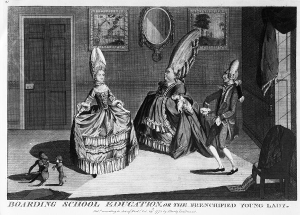 Detail of Boarding School Education or the Frenchified Young Lady, 1839 by Matthew or Matthias Darly