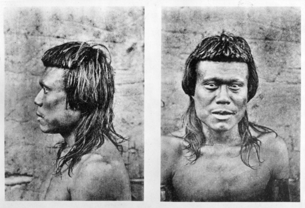 Detail of Portrait and profile of Bororo man of central Brazil by German Photographer
