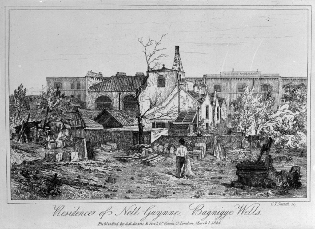 Detail of Residence of Nell Gwynne, Bagnigge Wells, published in 1844 by Charles John Smith