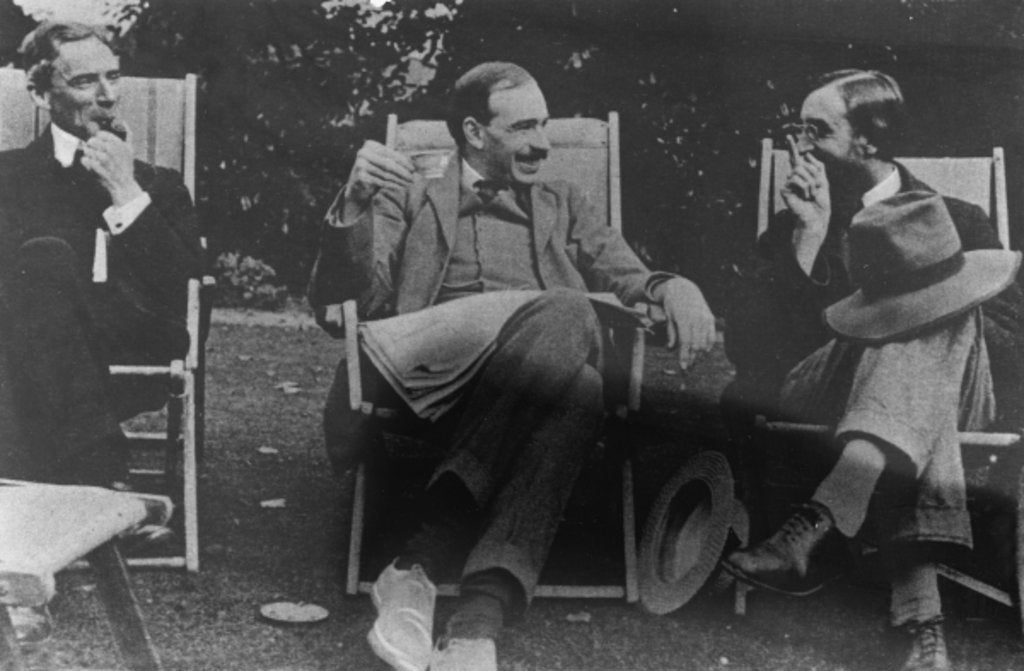 Detail of Bertrand Russell, J. M. Keynes and Lytton Strachey, c.1917 by English Photographer