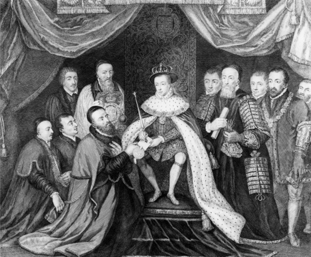 Detail of Edward VI granting the Charter for Bridewell Hospital to Sir George Barnes in 1553 by George Vertue