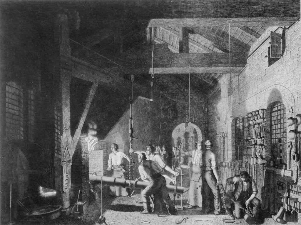 Detail of The Forge, 1859 by James Sharples